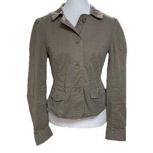 For‎ the Republic Brown Tie Back Button Down Blazer Size 10 military